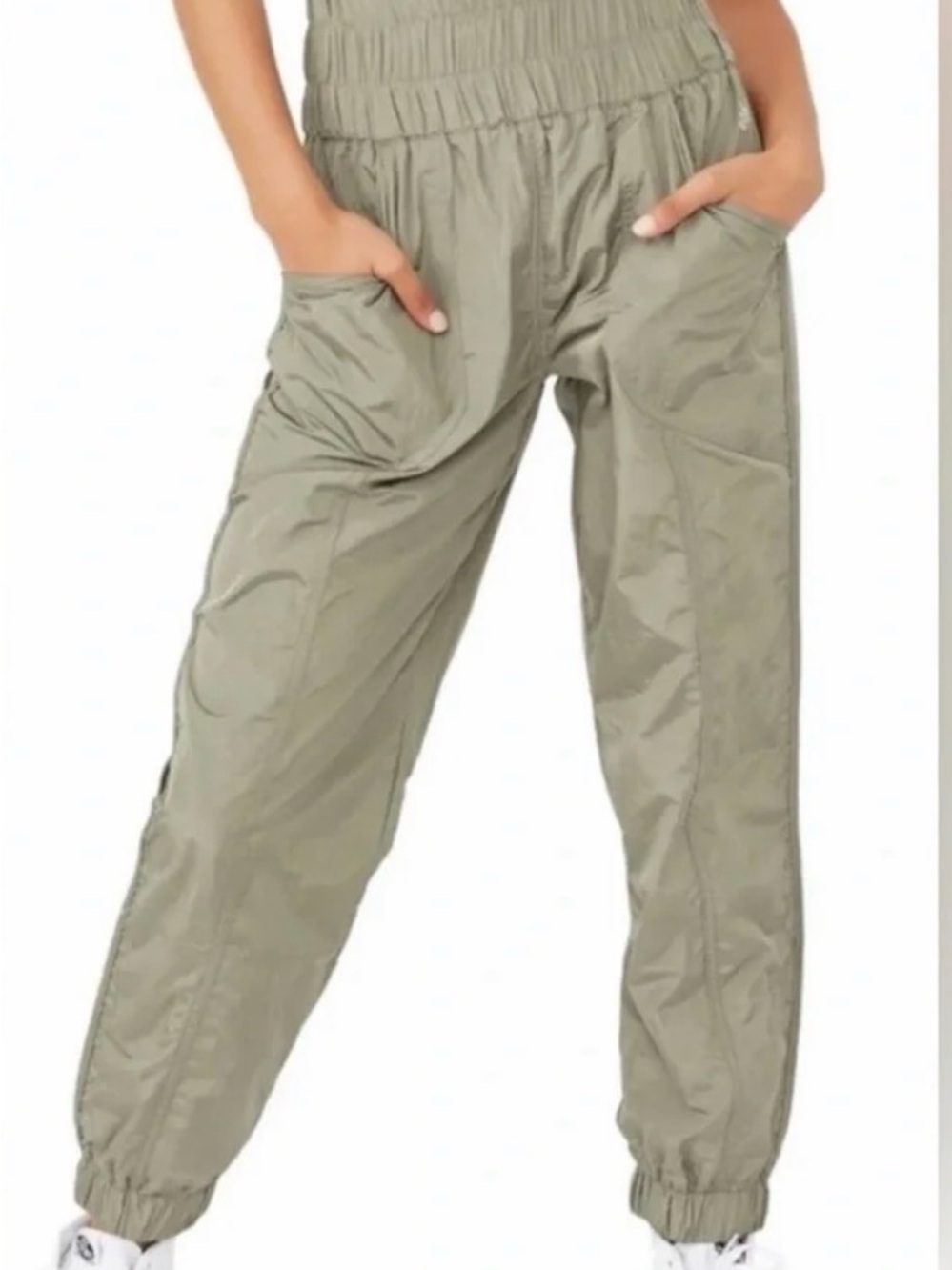 Free People Olive Utility Jogger Pants with Elastic Waist